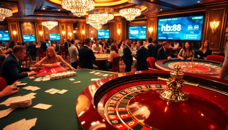 Experience thrilling roulette action at hb88 casino with players enjoying vibrant table games.