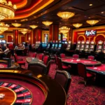 Experience kp88 at its finest with players engaging at lavish casino tables and slot machines.