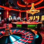 Place your bets at https://ea77.lat/ with an exciting casino scene showcasing poker and roulette.