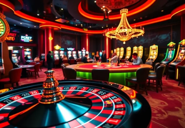 Place your bets at https://ea77.lat/ with an exciting casino scene showcasing poker and roulette.